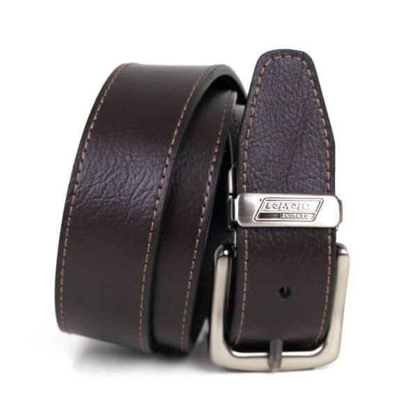 Dickies BLACK BROWN GENUINE LEATHER 1 3/8"Wd CASUAL DRESS RVRSBL BELT Sz 34 (E35 - Picture 1 of 14